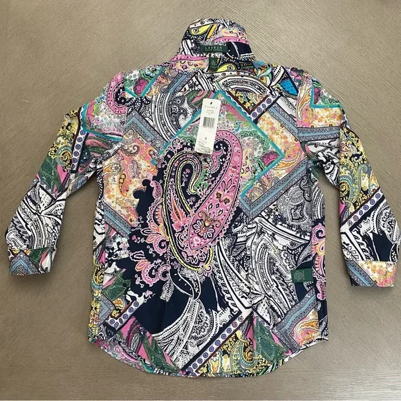 NWT Lauren Ralph Lauren Multi Color Fash 3 Paisley Pattern Button Down Shirt Sm - Picture 8 of 15